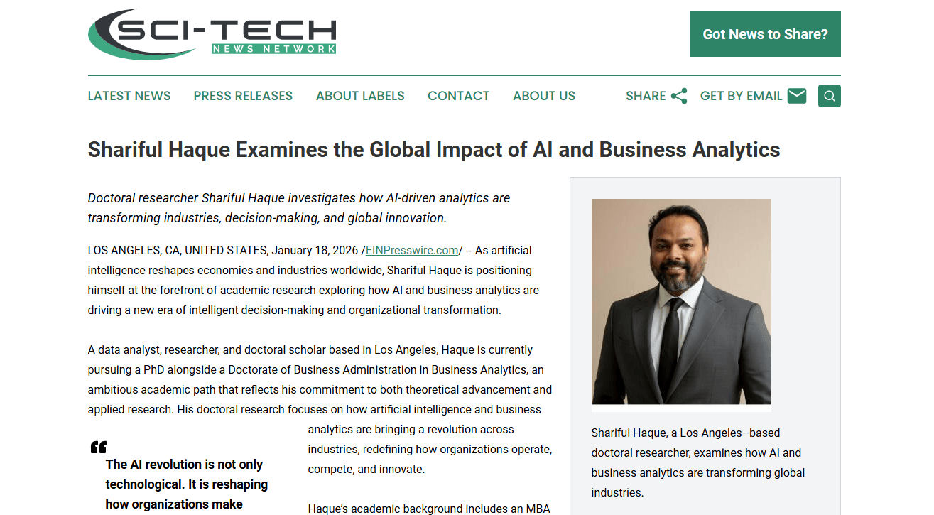 Shariful Haque Examines the Global Impact of AI and Business Analytics