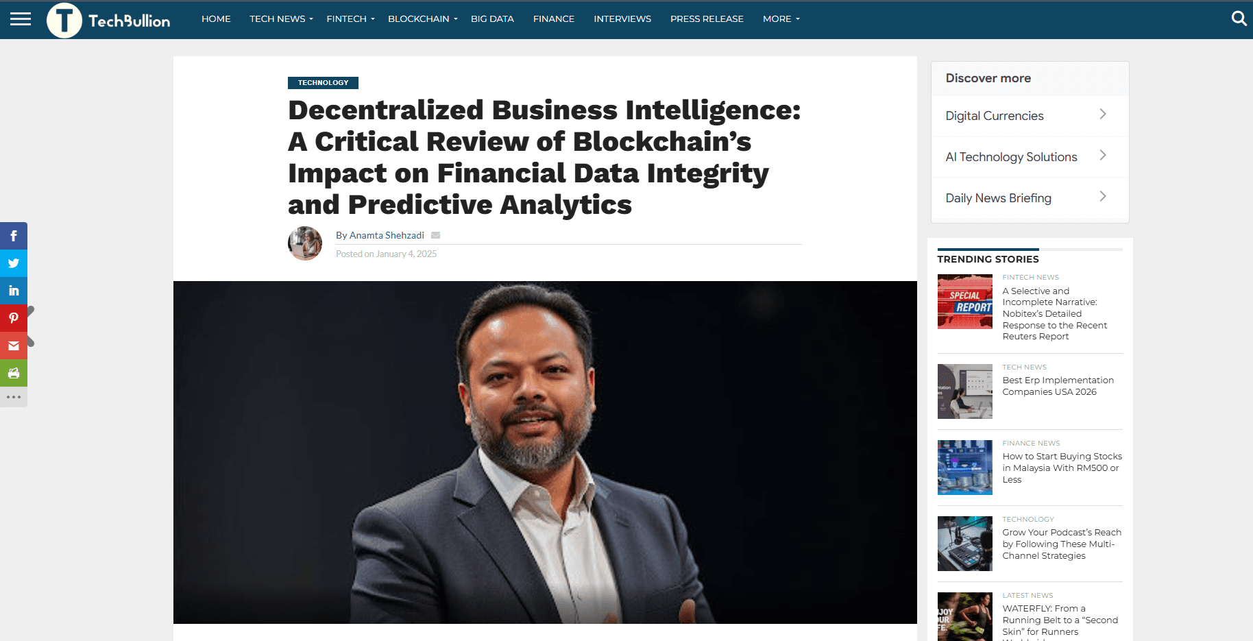 Technology Decentralized Business Intelligence: A Critical Review of Blockchain’s Impact on Financial Data Integrity and Predictive Analytics